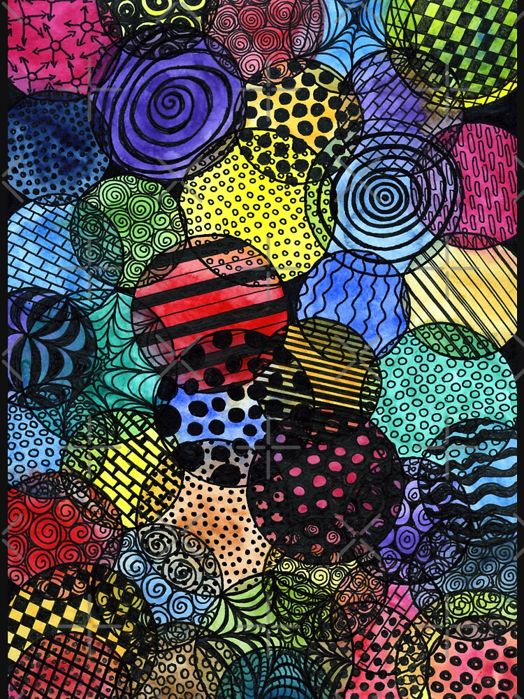 Abstract Patterned Circles in Bright Tones and Black by LymphomaLass
