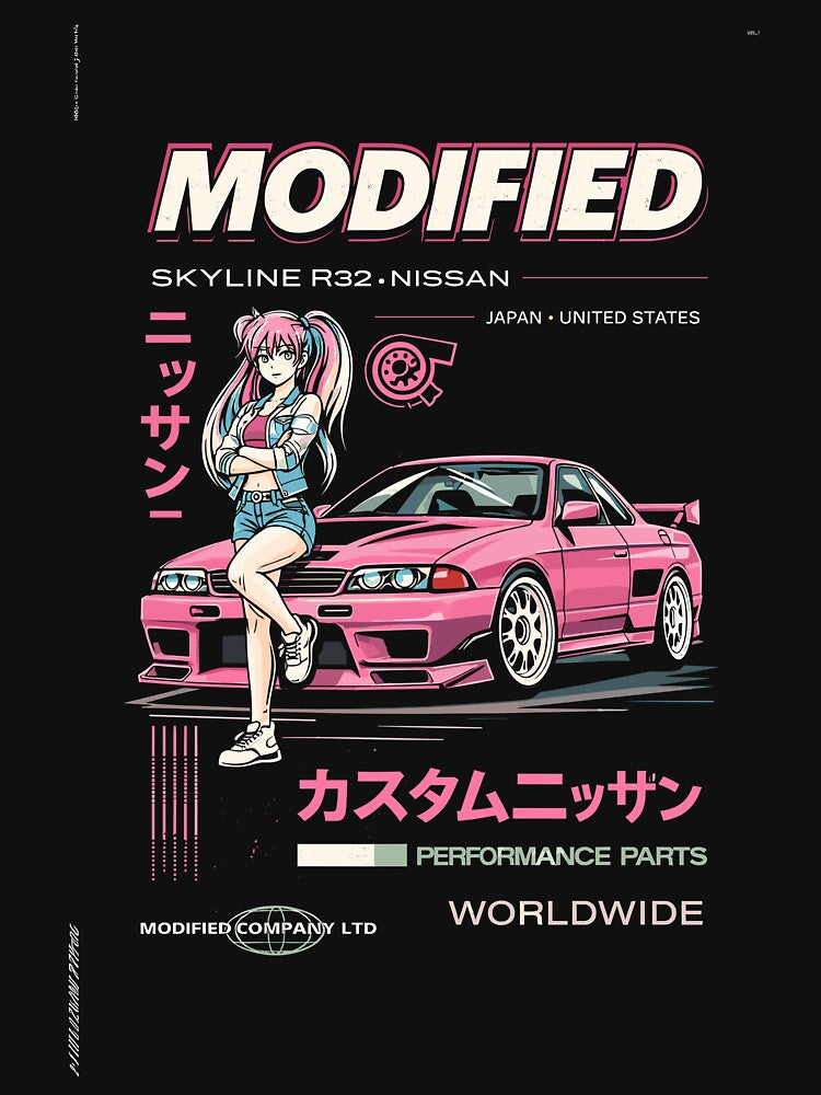 Modified Nissan Custom Parts by Matinez Pink Unisex , , , Long Sleeve Tee