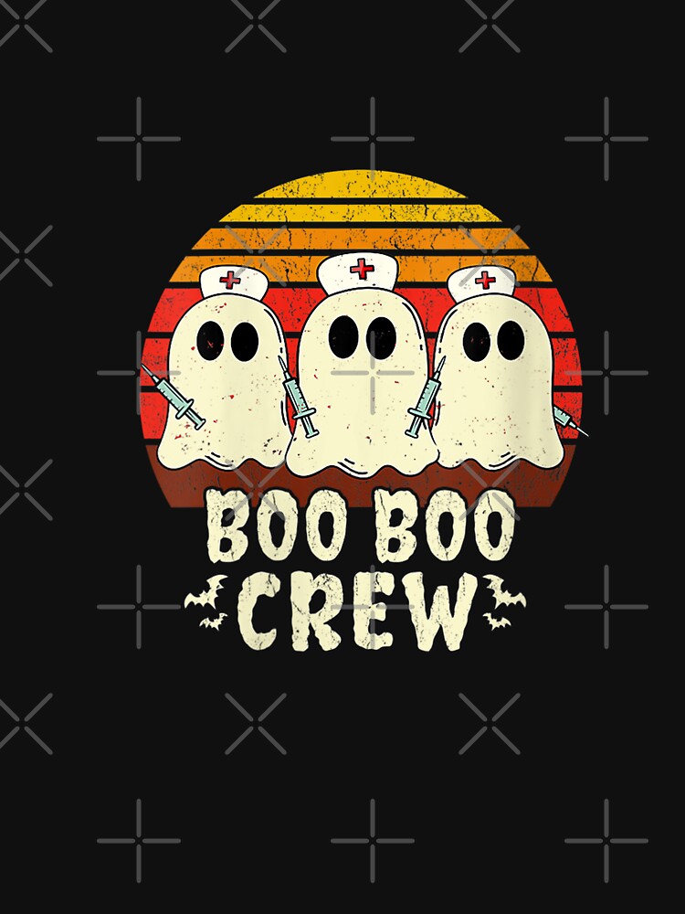 Womens Vintage Boo Boo Crew Nurse Halloween For Nurses RN Ghost V-Neck by BriefWagner