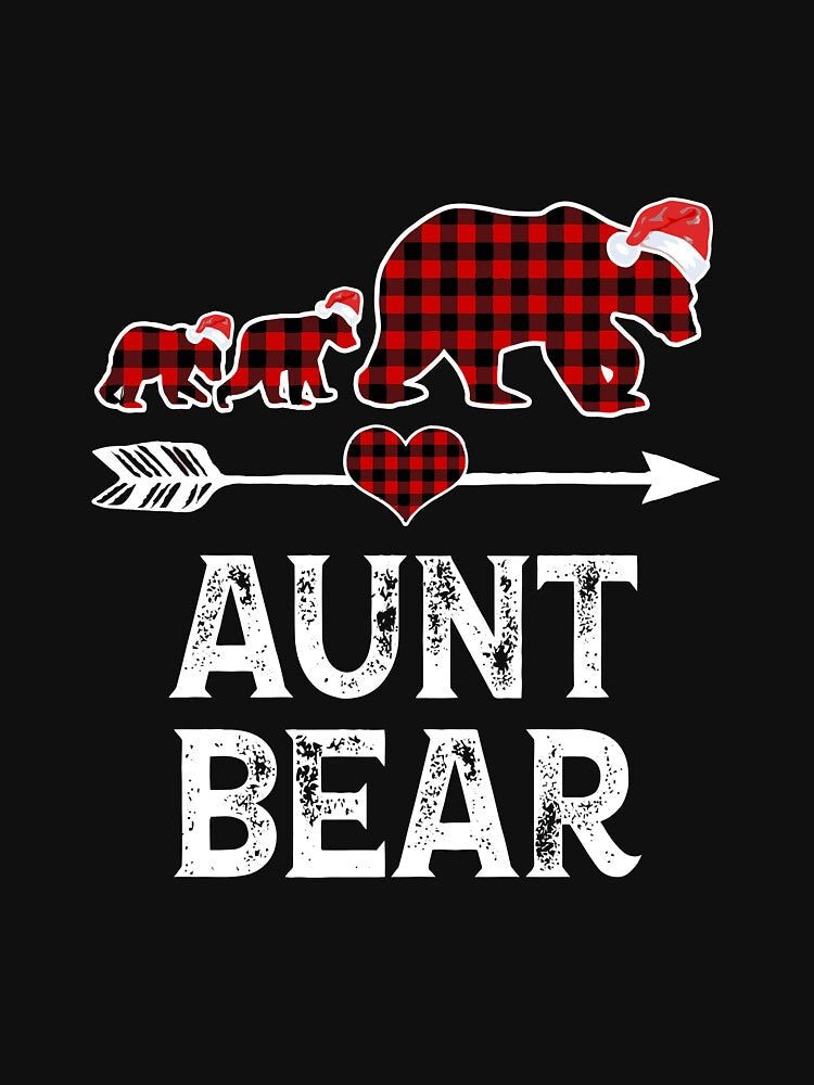 Aunt Bear Christmas Pajama Red Plaid Buffalo Family Gift Long Sleeve by hinettiker