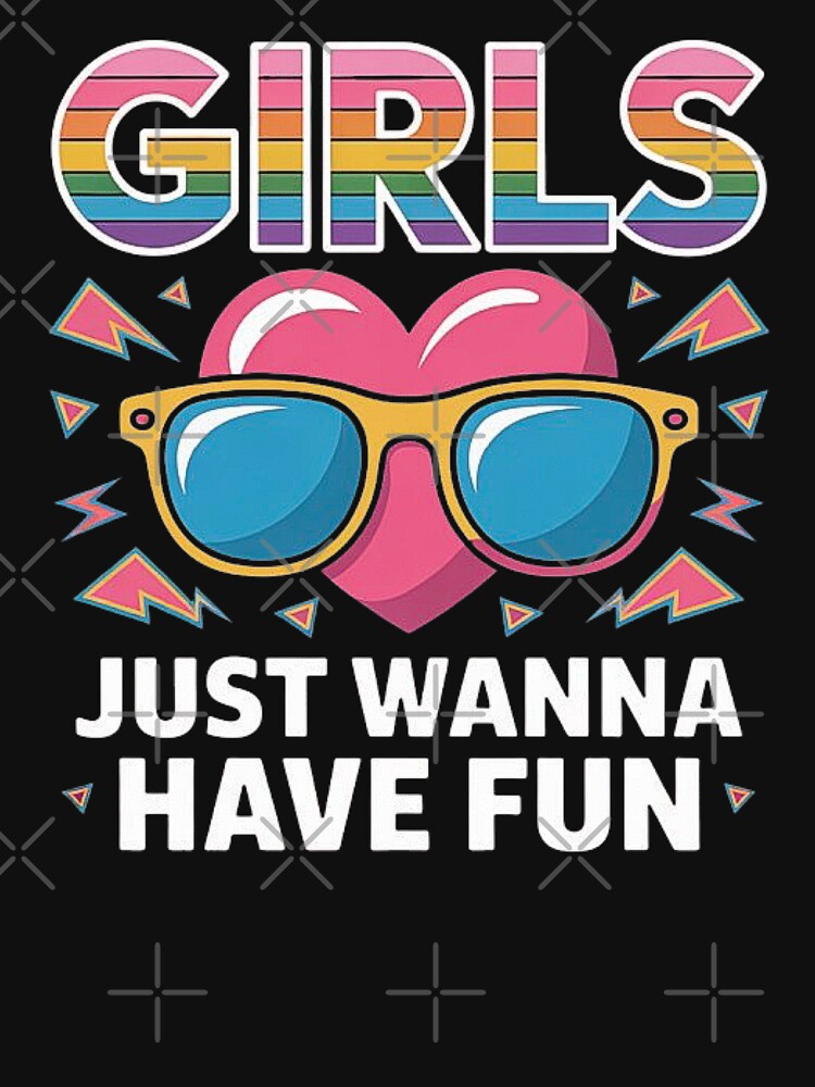 Girls Just Wanna Have Fun - Retro Rainbow 80s Vibes by love3617 Unisex , , , Long Sleeve Tee