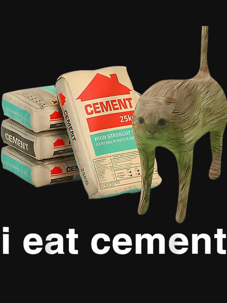 I Eat Cement Cursed Cat Funny Oddly Specific Meme by TobieHatfield Unisex , , , Long Sleeve Tee