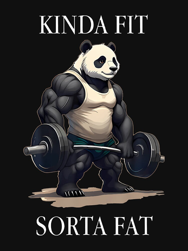 Kinda Fit Sorta Fat Gym Panda Weightlifting Workout Fitness by SAPAIDART Unisex , , , Long Sleeve Tee