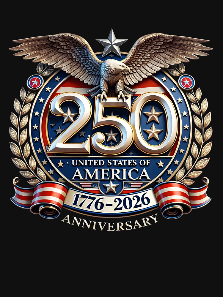 United States 250th Anniversary - Golden Eagle Emblem 1776-2026 by sapnaela Unisex , , , Long Sleeve Tee