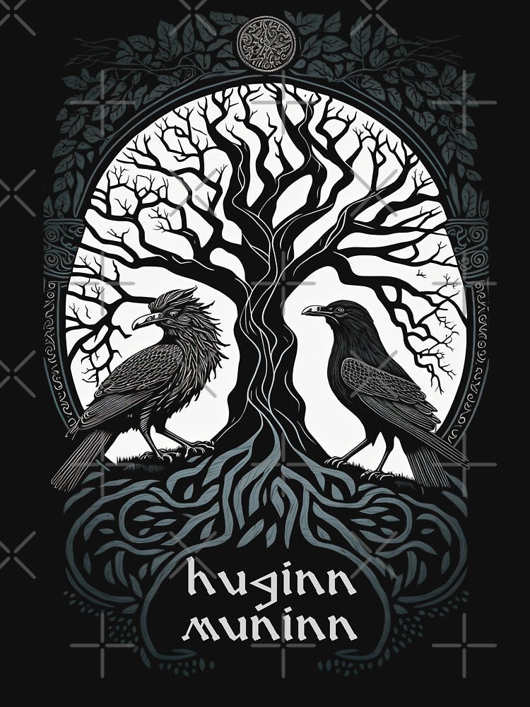 Huginn and Muninn - Viking Raven by Odd World Unisex , , , Long Sleeve Tee