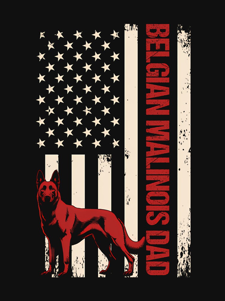 Belgian Malinois DAD Belgian Malinois Patriotic Long Sleeve by KristineLi Unisex , , , Long Sleeve Tee