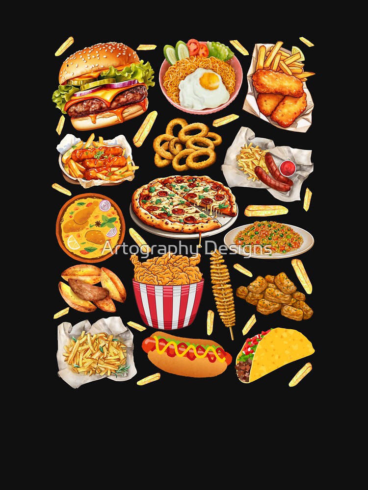 Junk Food Collage Fast Food Aesthetic Bold Design by Artography Designs