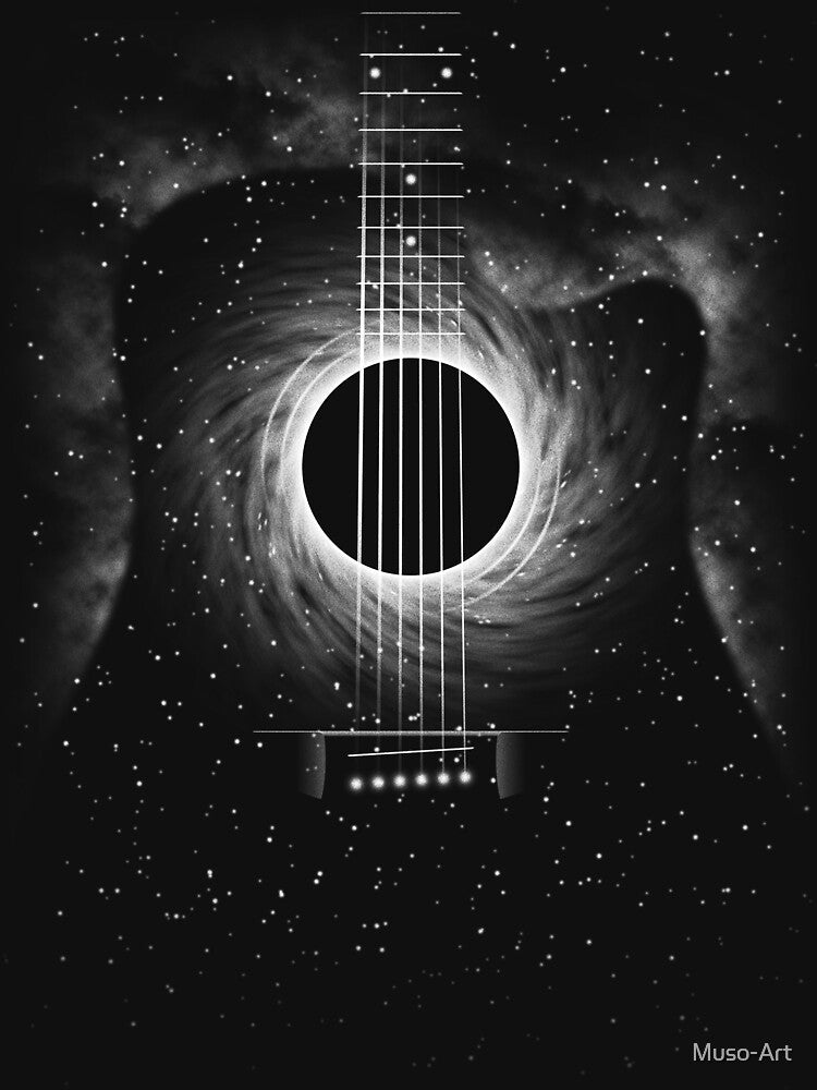 Black Hole Acoustic Guitar by Muso-Art Unisex , , , Long Sleeve Tee