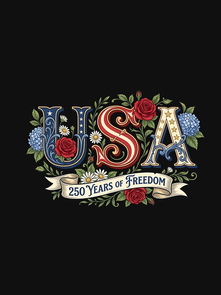 250th Anniversary USA Floral Women Patriotic 4th of July Long Sleeve by FrankIsabel Unisex , , , Long Sleeve Tee