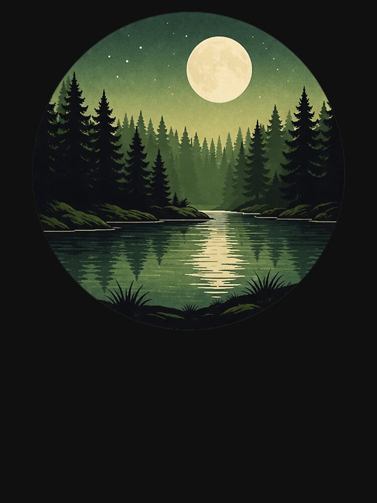 vintage night forest art by stikrusak Unisex , , , Long Sleeve Tee