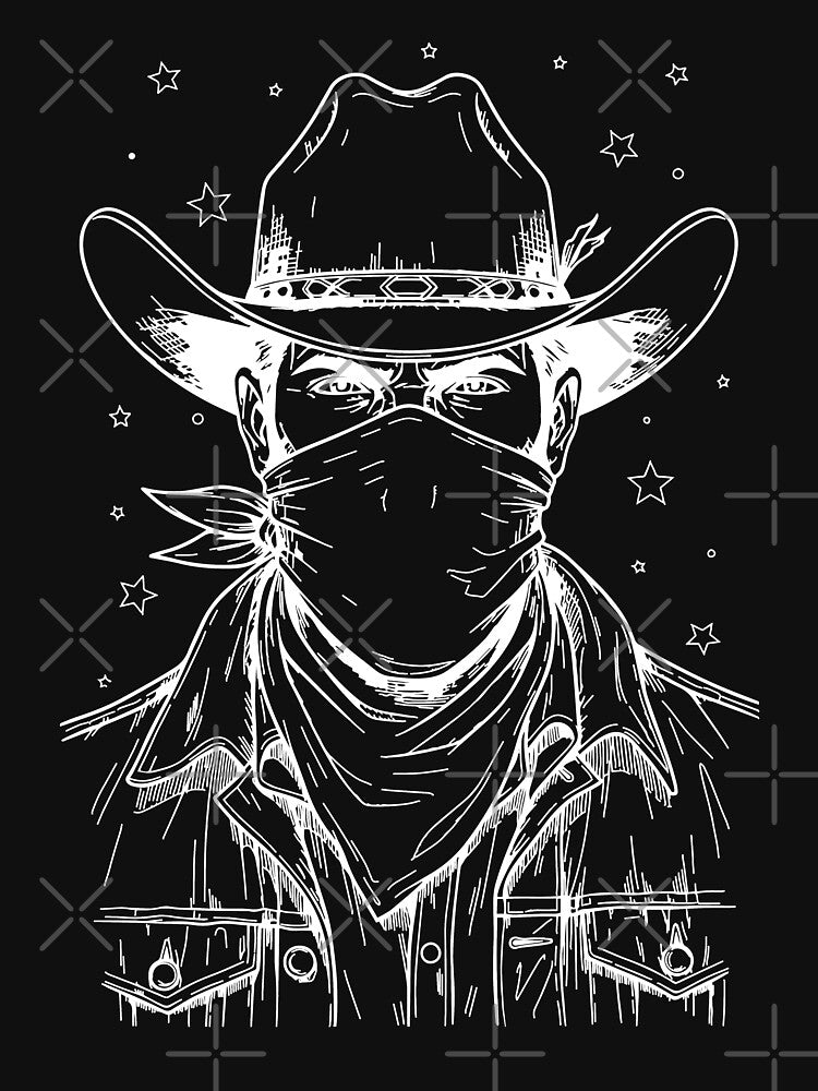 Cowboy Portrait Line Art – Minimal Western by franktact