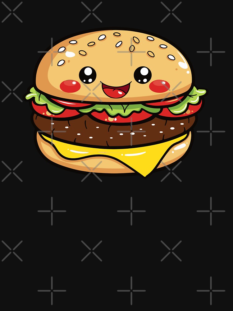 Kawaii Happy Cheeseburger Cute Fast Food Burger by Teetee94