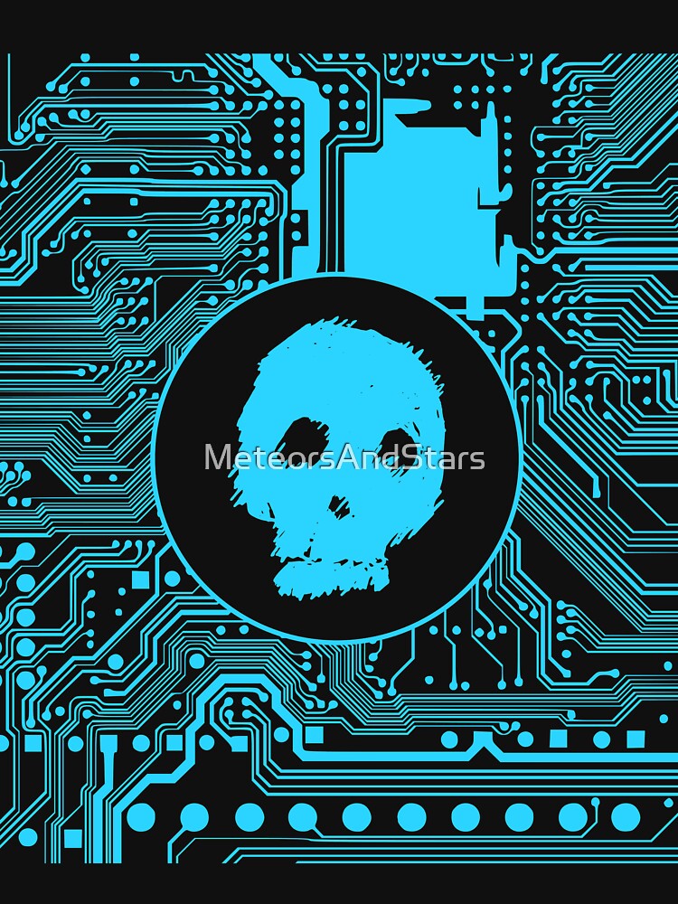 Blue Blurry Skull (Cybergoth) by MeteorsAndStars Unisex , , , Long Sleeve Tee