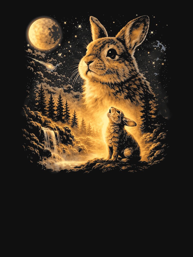 Vintage Howling Bunny to The Moon Retro 90s Funny Rabbit by SpectrumShades Unisex , , , Long Sleeve Tee