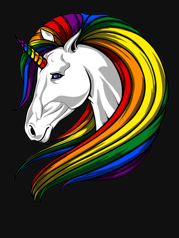 Premium Gay Pride Rainbow LGBT Unicorn by Carrie Schroeder Unisex , , , Long Sleeve Tee