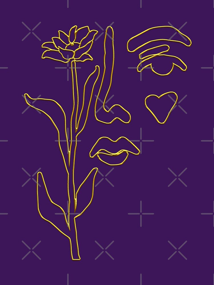 Line Art Women Face Flower by JNgraphictopia