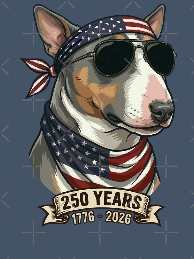 Bull Terrier American Flag 250 Years 1776-2026 by d247 Unisex , , , Long Sleeve Tee