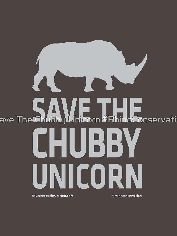 Save The Chubby Unicorn - Grey by Save The Chubby Unicorn #RhinoConservation Unisex , , , Long Sleeve Tee