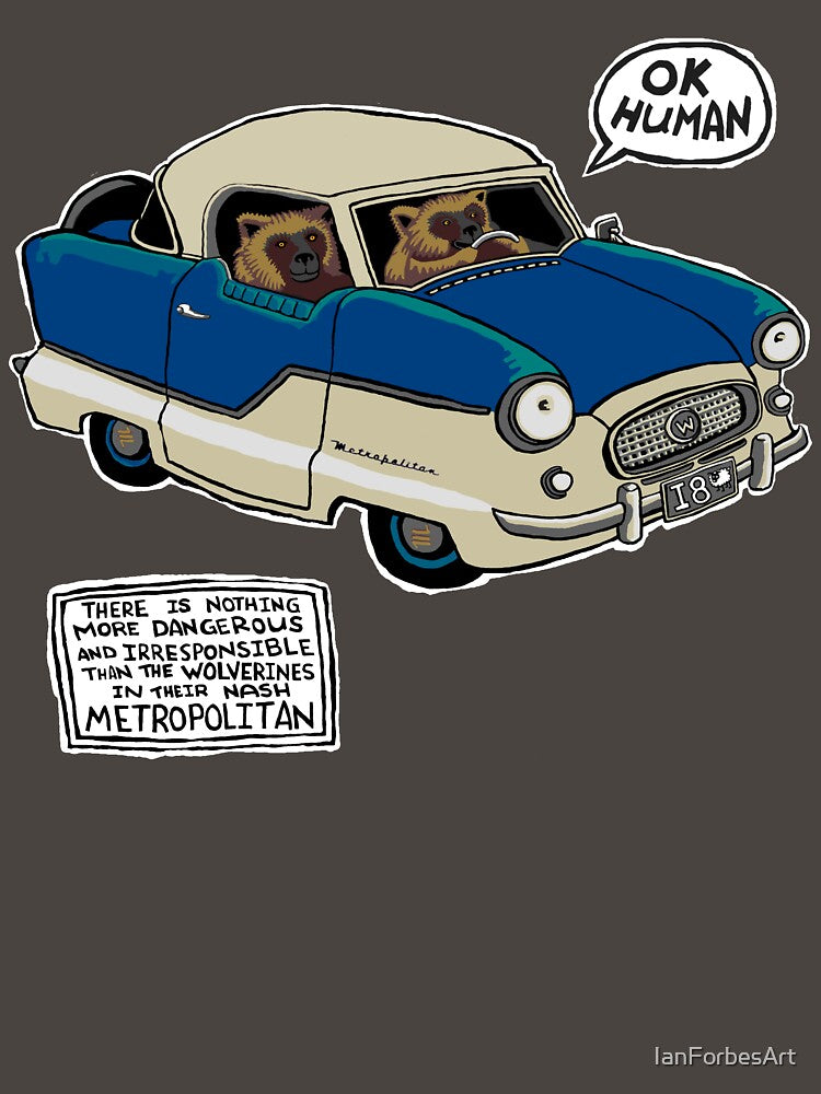 Wolverines in their Nash Metropolitan by IanForbesArt