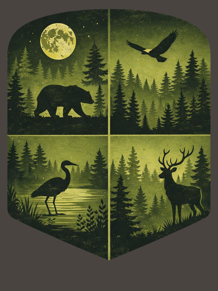 vintage forest lake art by stikrusak Unisex , , , Long Sleeve Tee