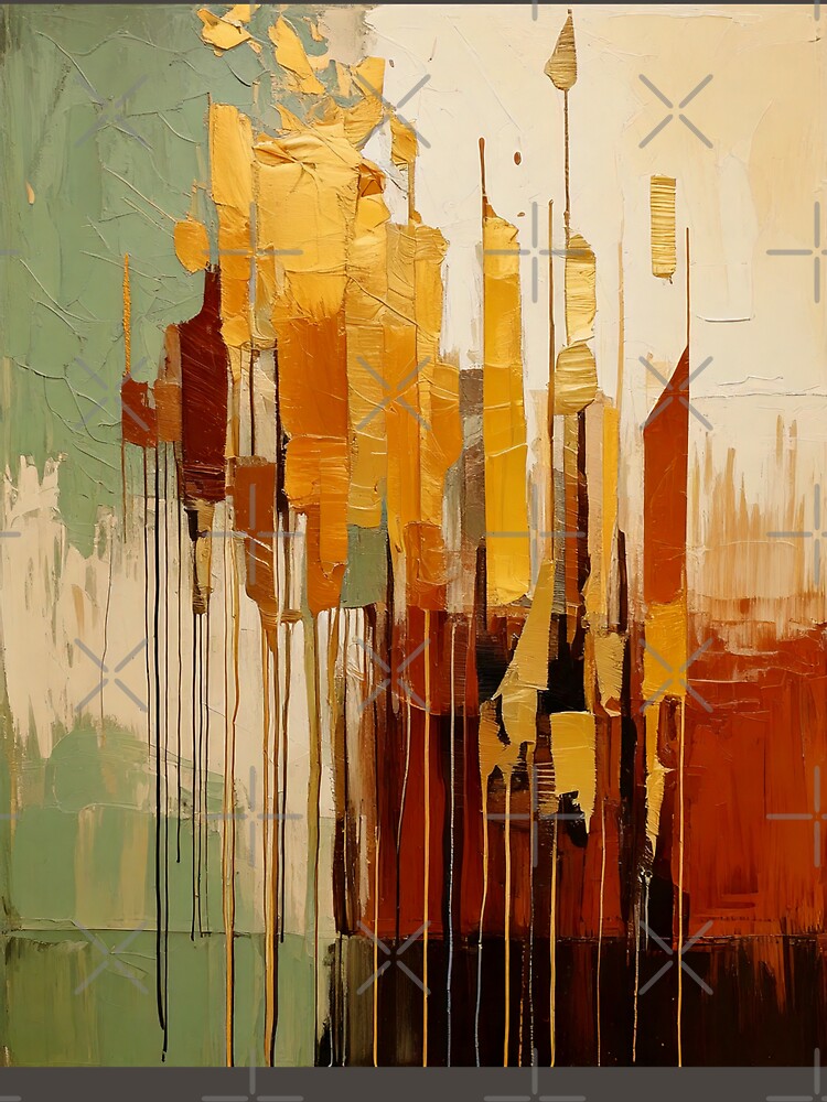 Bauhaus Abstract Painting – Earth Tones with Dripping Thick Textured Paint – Modernist Art by CattlettArt