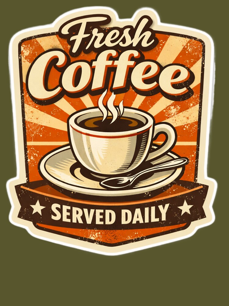 Fresh Coffee Served Daily - Vintage Coffee Morning Mug Design by FluffiPopo