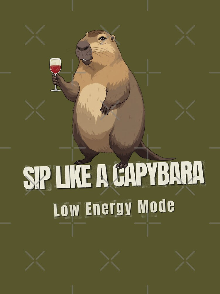 Capybara Wine Lover Shirt – Sip Like a Capybara Low Energy Mode Funny Relaxed Animal Drinking Meme Tee by HOUSE OF TIST