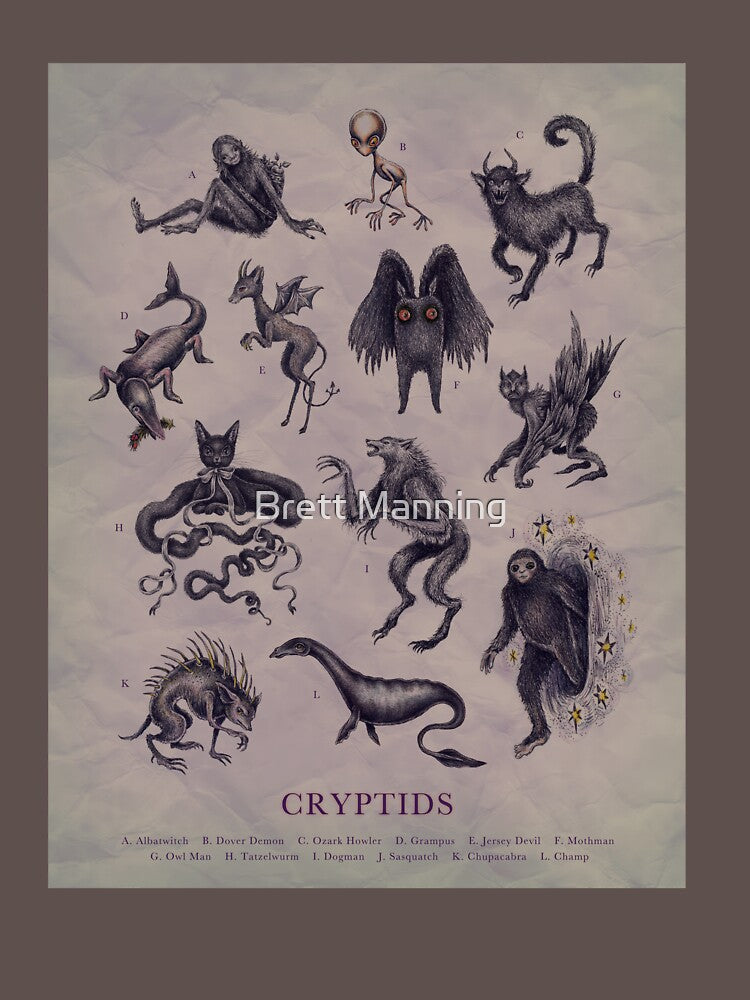 Types of Cryptids by Brett Manning Unisex , , , Long Sleeve Tee