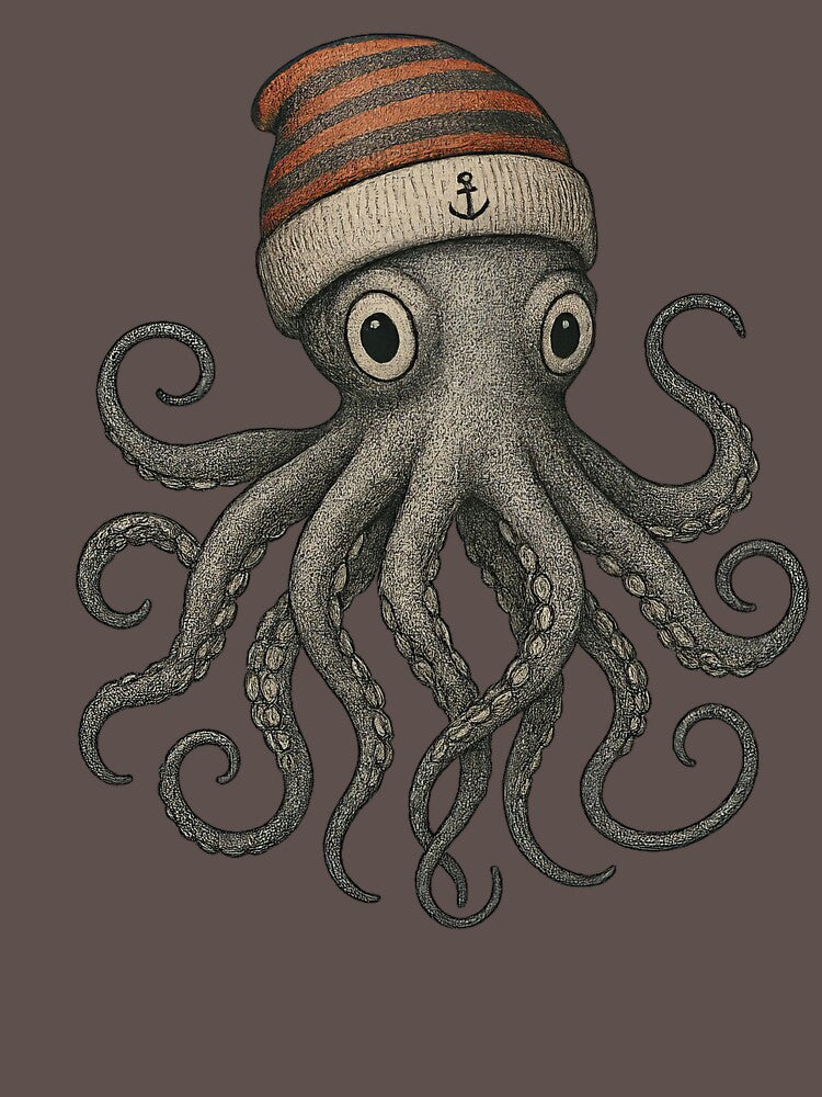Quirky Octopus Beanie | Vintage Nautical Sailor Graphic | Unique Sea Creature Gift by Graphisphere