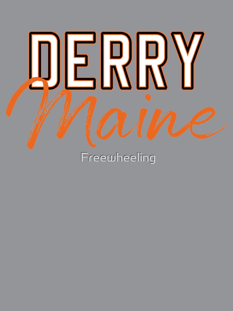 Derry Maine Varsity print by Freewheeling Unisex , , , Long Sleeve Tee