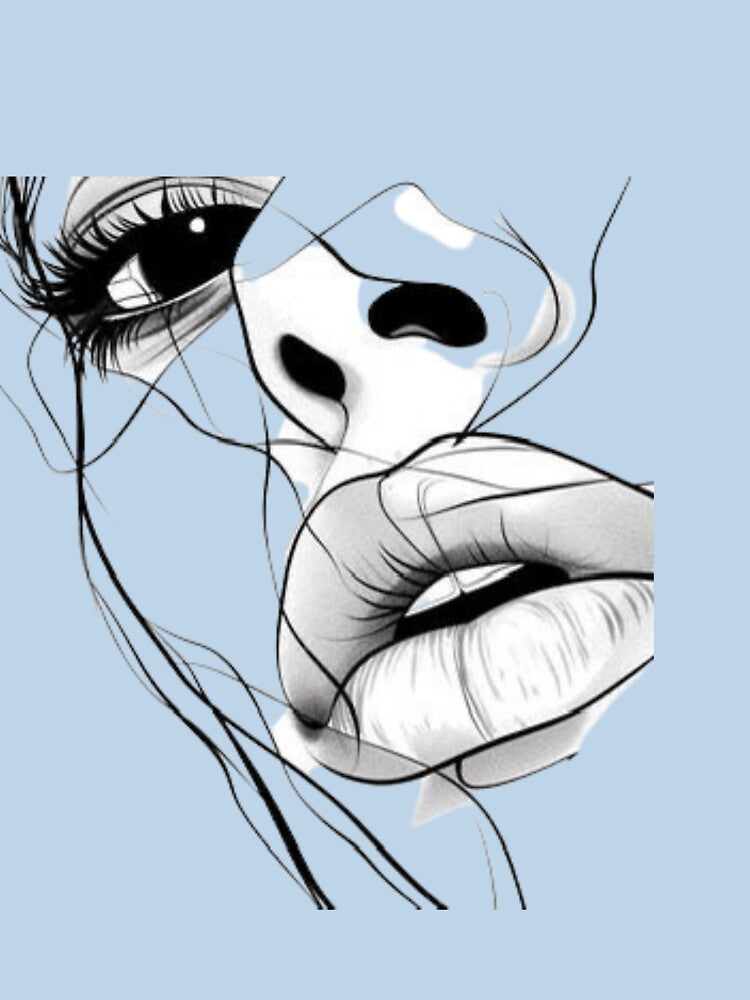 Minimalist Woman Face Line Art - Moody Aesthetic Portrait by Macias123