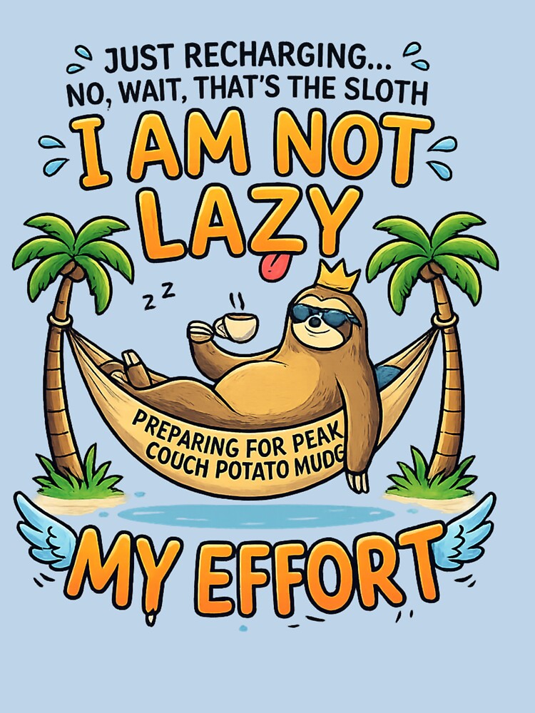 I Am Not Lazy Sloth Funny Quote | Cute Couch Potato Humor Design by Redark01 Unisex , , , Long Sleeve Tee