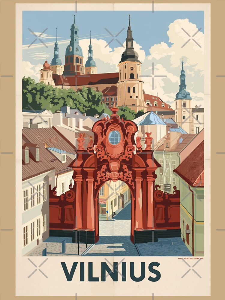 Vilnius Vintage Travel Poster by TravelerRat Unisex , , , Long Sleeve Tee