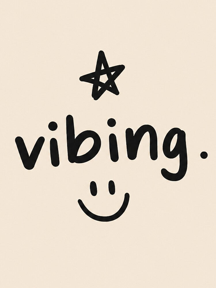 Vibing Smiley Aesthetic – Minimalist Cute Typography Design with Star by NBT-NOVA Unisex , , , Long Sleeve Tee