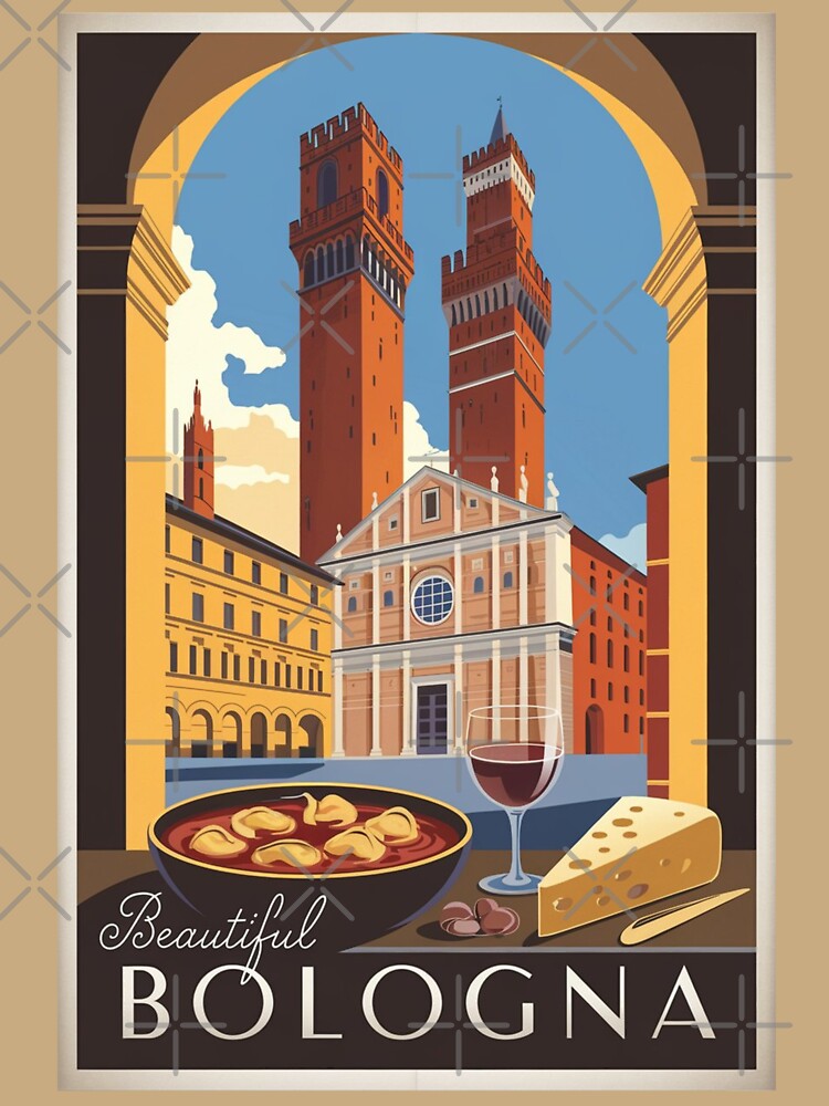 Bologna Vintage Travel Poster by TravelerRat Unisex , , , Long Sleeve Tee