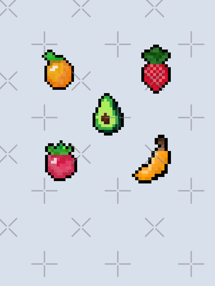 Pixel art fruit sticker pack by wonderxwander Unisex , , , Long Sleeve Tee