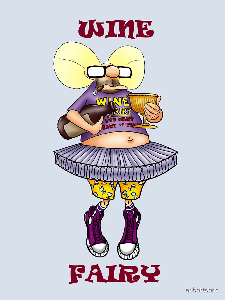 Funny Wine Fairy Cartoon Humor by abbottoons Unisex , , , Long Sleeve Tee