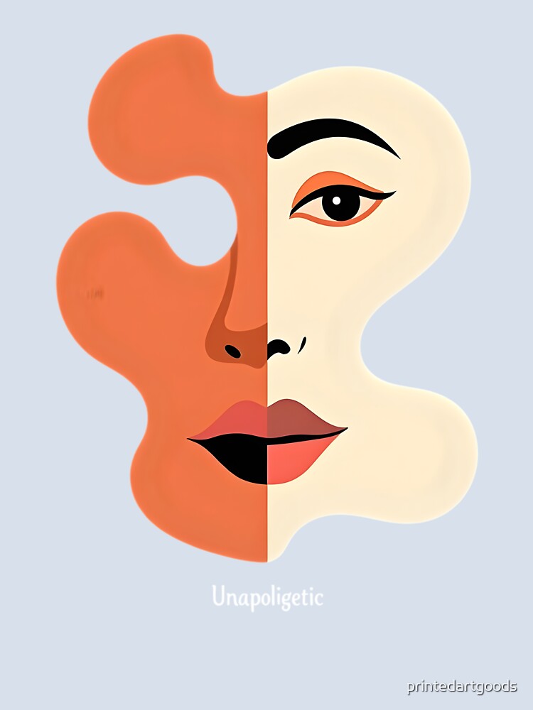 Unapologetic Abstract Face – Modern Feminist Art Minimalist Portrait by printedartgoods