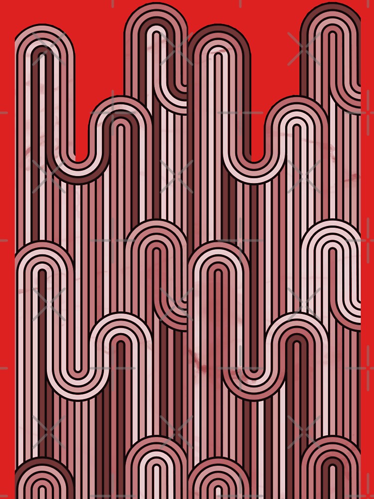 Retro Wavy Stripes - Wine Terracotta by SilverPegasus