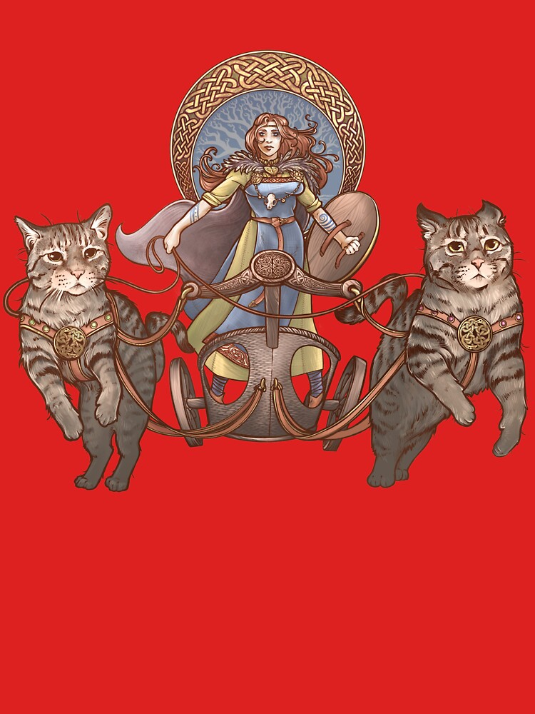 Freya Driving Her Cat Chariot by Danielle Zemba Unisex , , , Long Sleeve Tee