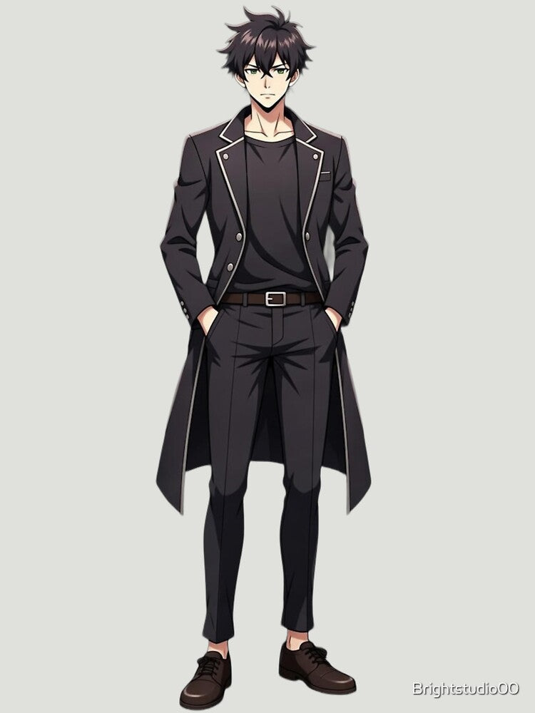 Kairo Anime Boy Long Coat – Dark Aesthetic Illustration by Brightstudio00
