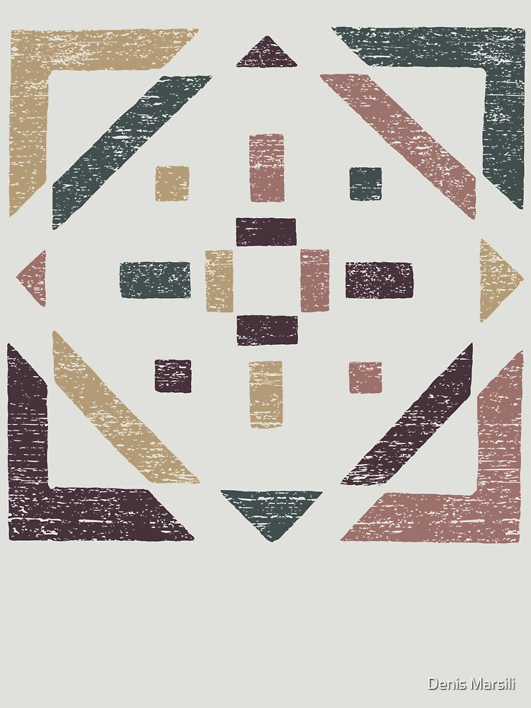 Abstract With Earth Tones - Distressed Geometry by Denis Marsili