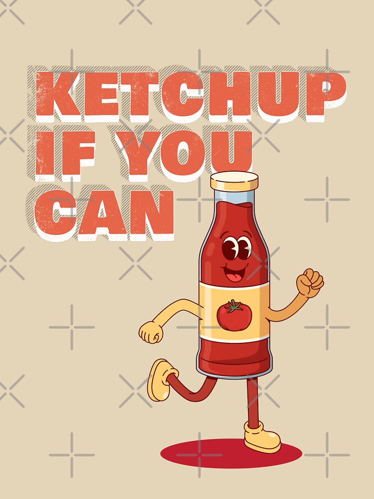 Ketchup If You Can Funny Food Pun Design – Cute Ketchup Mascot Graphic by azLittleLuxur