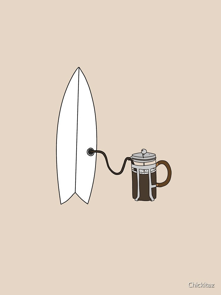 Surfboard coffee fuel by Chickitaz Unisex , , , Long Sleeve Tee