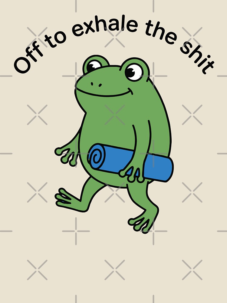 Off to exhale The Shit Funny International Yoga Day Frog Meme by gunaone-design