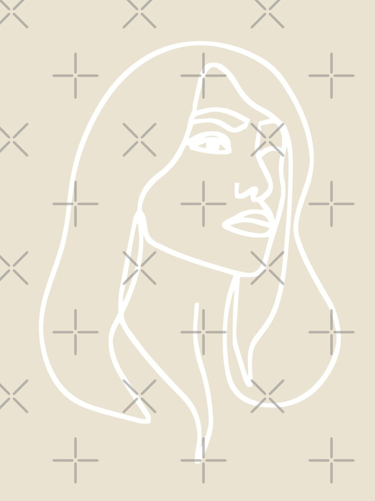 Abstract Modern Female Portrait Line Drawing Black by RLYGR8