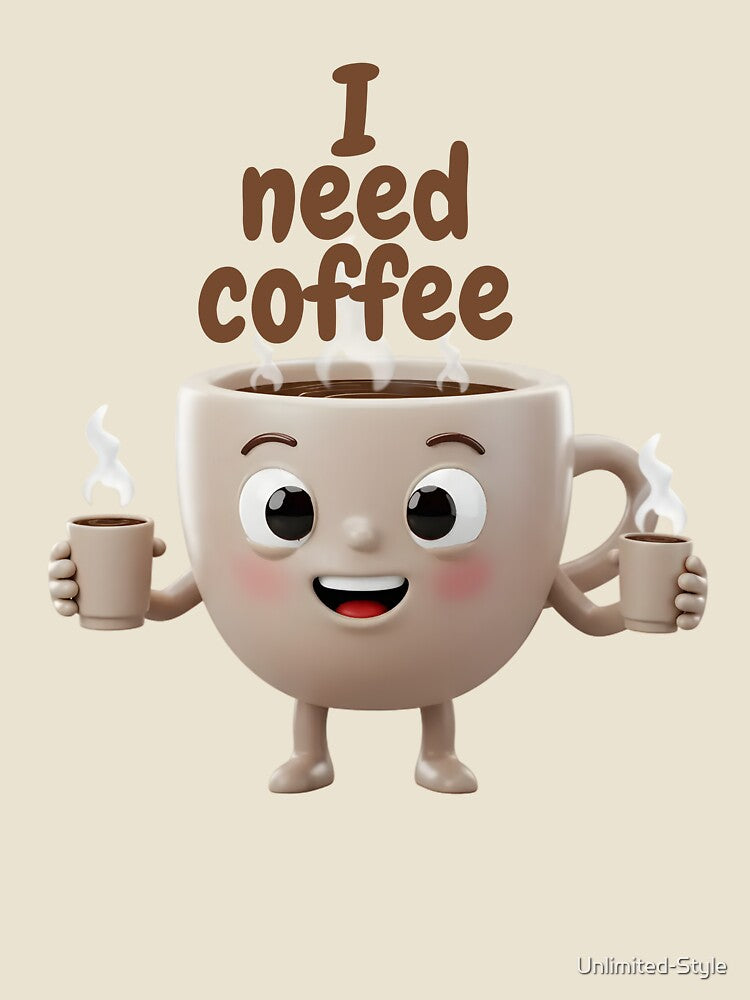 Cute Coffee Cup Character Holding Mini Coffee Cups – Funny Coffee Lover Design by Unlimited-Style
