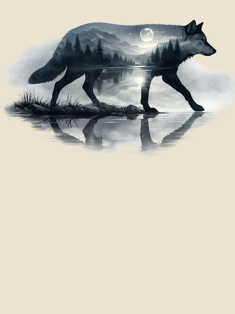 vintage wolf forest art by stikrusak Unisex , , , Long Sleeve Tee