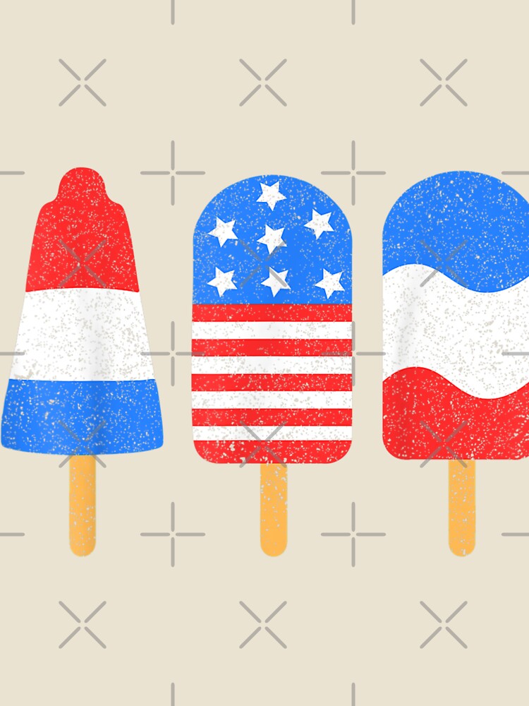 4th Of July Ice Pops Red White Blue American Flag by Cagey-artstore Unisex , , , Long Sleeve Tee