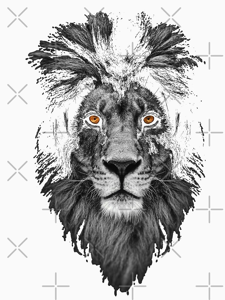 Lion Face , Unisex Tshirt, Men Graphic Tee, Screen Print Shirt, Crew Neck, Gift for Dad, Gift for Men, Black by fun-times-store